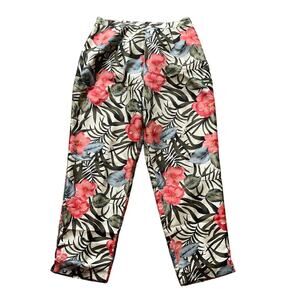Silkland Womens/Teens Silk Pants Size 6 Tropical Floral print Crop/Ankle pants
